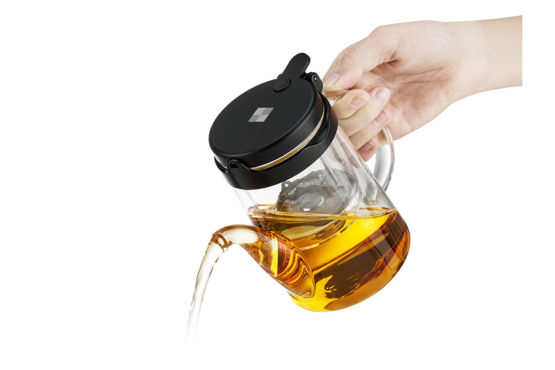Gongfu Press Art Loose Tea Glass Infuser Teapot With Glass Filter Food Grade PP