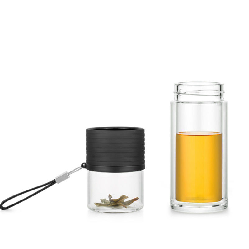 Lightweight Clear Double Wall Glass Tea Infuser Bottle Tumbler With Filter
