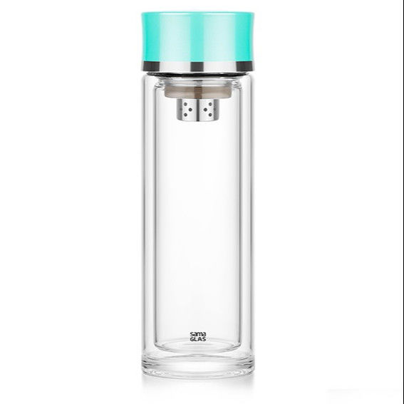 Stainless Steel Filter Double Wall Glass Tea Infuser Travel tumbler With Strainer