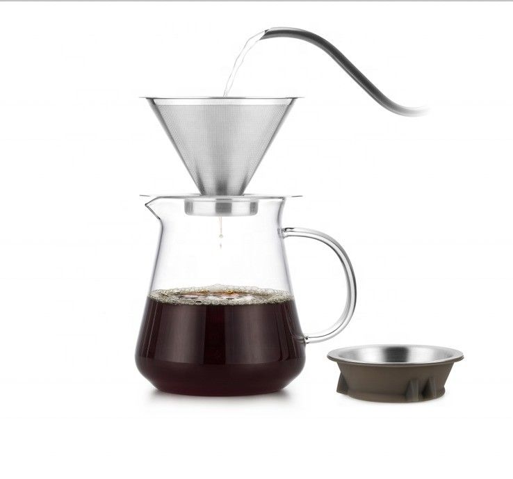 Convenient and Durable 600ml Heat Resistant Glass Pour Over Coffee Maker with Filter