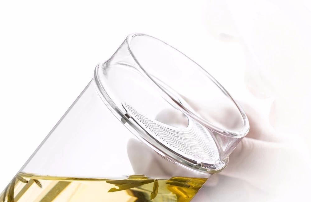 Transparent High Borosilicate Glass Tea Infuser Cup Double Wall Tea Mug 380Ml With Plastic Lid