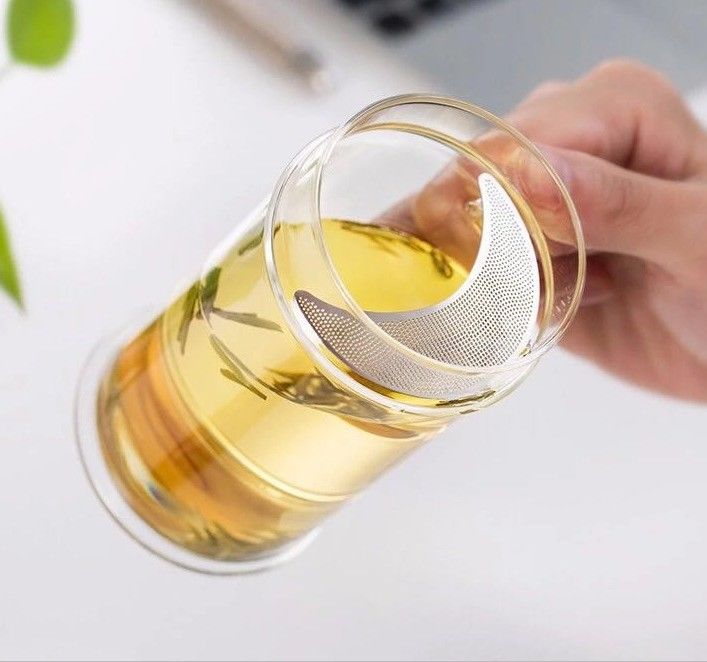 Transparent High Borosilicate Glass Tea Infuser Cup Double Wall Tea Mug 380Ml With Plastic Lid