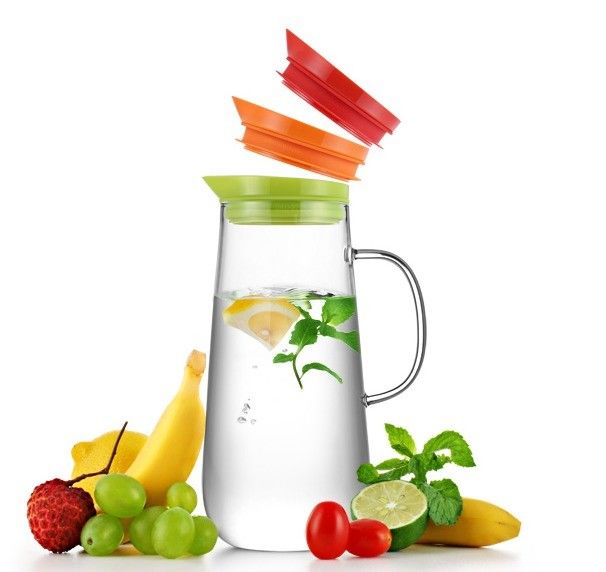 1250ml Transparent Glass Glass Refrigerator Pitcher Water Filter Jug Carafe