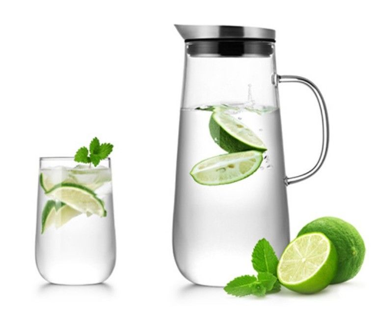 1250ml Transparent Glass Glass Refrigerator Pitcher Water Filter Jug Carafe