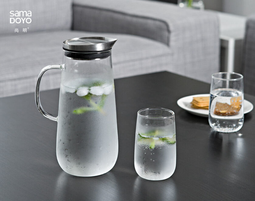1250ml Transparent Glass Glass Refrigerator Pitcher Water Filter Jug Carafe