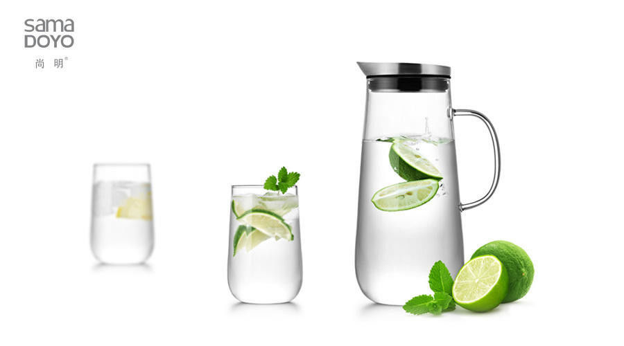 1250ml Transparent Glass Glass Refrigerator Pitcher Water Filter Jug Carafe