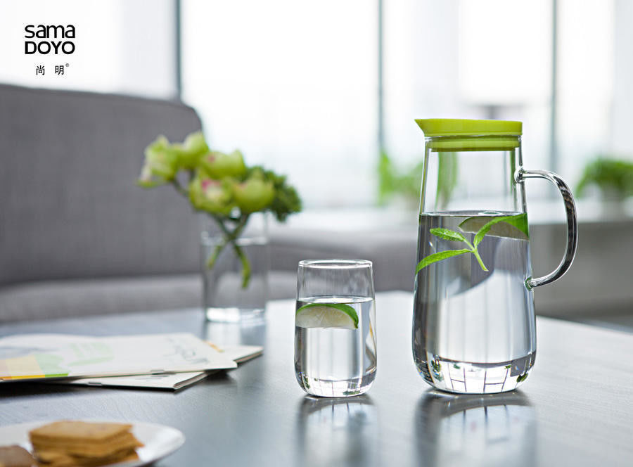 1250ml Transparent Glass Glass Refrigerator Pitcher Water Filter Jug Carafe