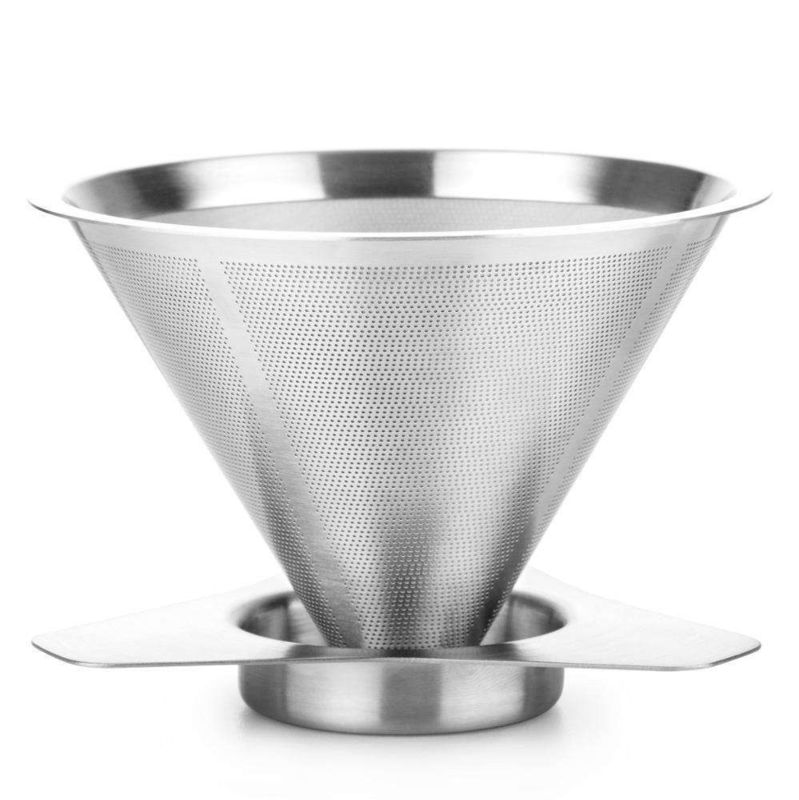 Pour Over Hand Drip Coffee Maker Cone Mesh Coffee Strainer Filter 304 Stainless Steel