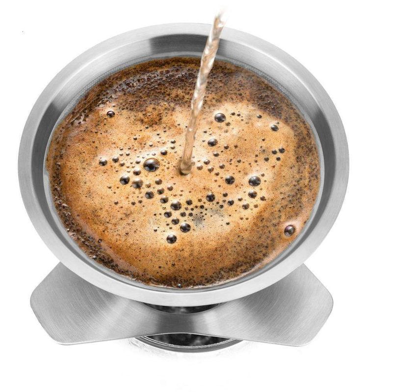 Pour Over Hand Drip Coffee Maker Cone Mesh Coffee Strainer Filter 304 Stainless Steel