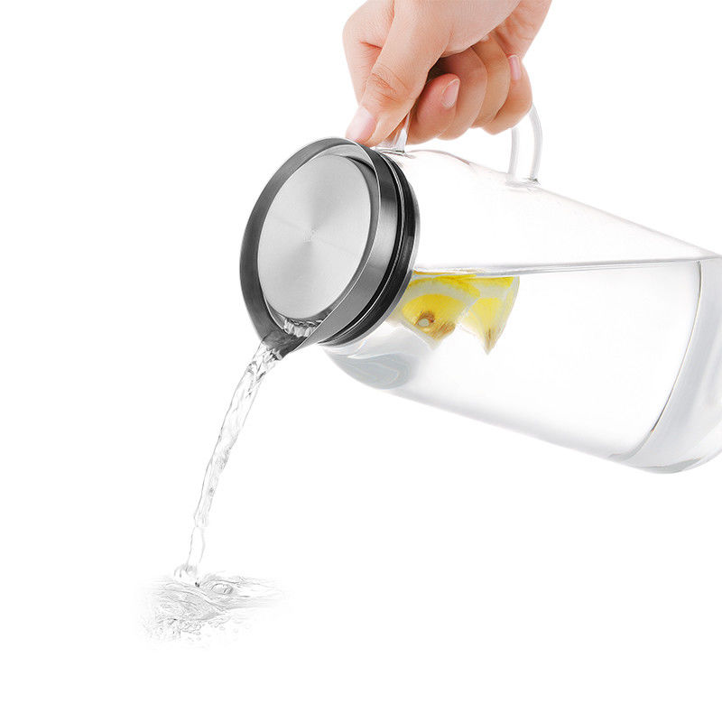 Large Heat Resistant Clear Glass Water Pitcher Juice Bottle With Filter Lid 1300ml