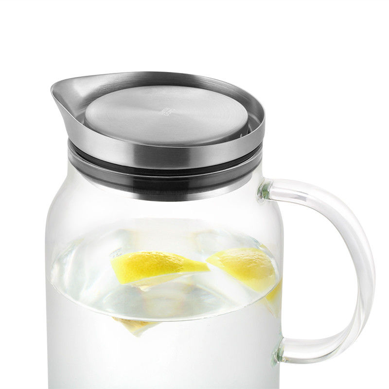 Large Heat Resistant Clear Glass Water Pitcher Juice Bottle With Filter Lid 1300ml