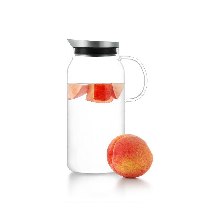 Large Heat Resistant Clear Glass Water Pitcher Juice Bottle With Filter Lid 1300ml