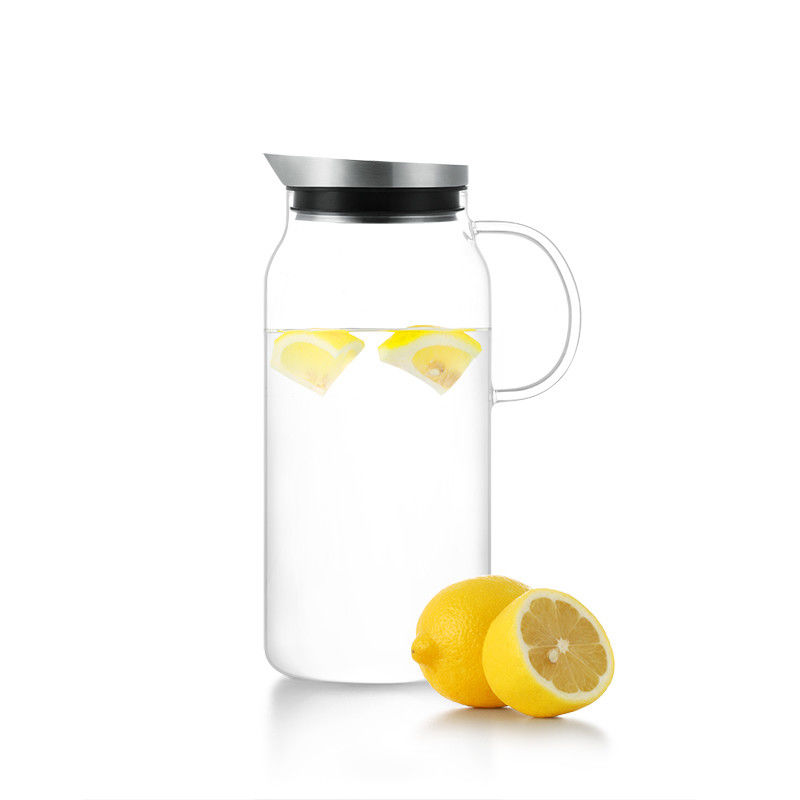 Large Heat Resistant Clear Glass Water Pitcher Juice Bottle With Filter Lid 1300ml