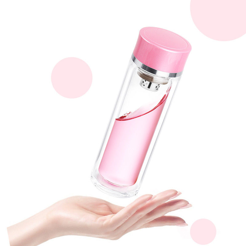 300ml Clear Glass Water Pitcher Bottle Jug With Tea Infuser filter Strainer Travel Essential