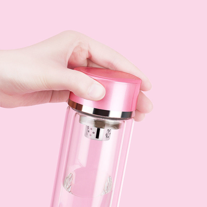 300ml Clear Glass Water Pitcher Bottle Jug With Tea Infuser filter Strainer Travel Essential