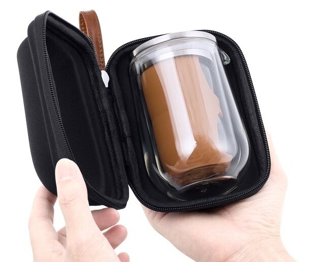 New Arrival Teapot Set Glass Double Walled Tea Cup Portable Borosilicate Glass Teapot Traveling Transparent Teapot Set with Case