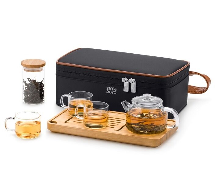 Popular Heat-Resistant Portable Glass Tea Set Household Glass Water Bottle Teapot Tea Set With Custom Print Logo