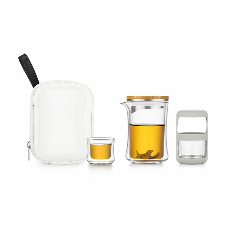 SAMADOYO High Quality Custom Mini Clear Borosilicate Glass Pitcher Cups Teapot Tea Sets with Lid Glass and Warmer