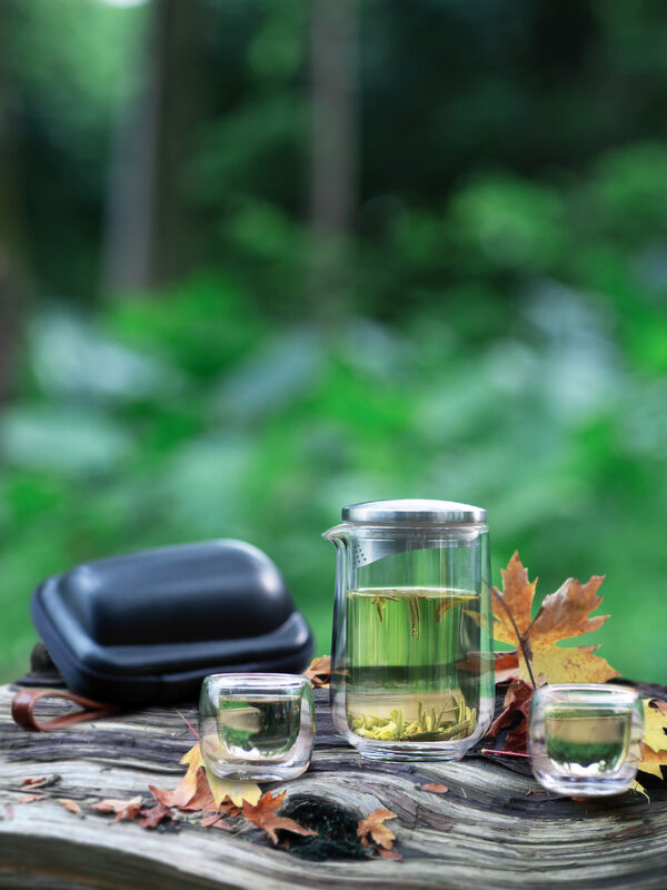 New Design Samadoyo Portable Travel Bag Tea Set Glass Teapot Two Tea Cups Portable Tea Set with Travelling Bag