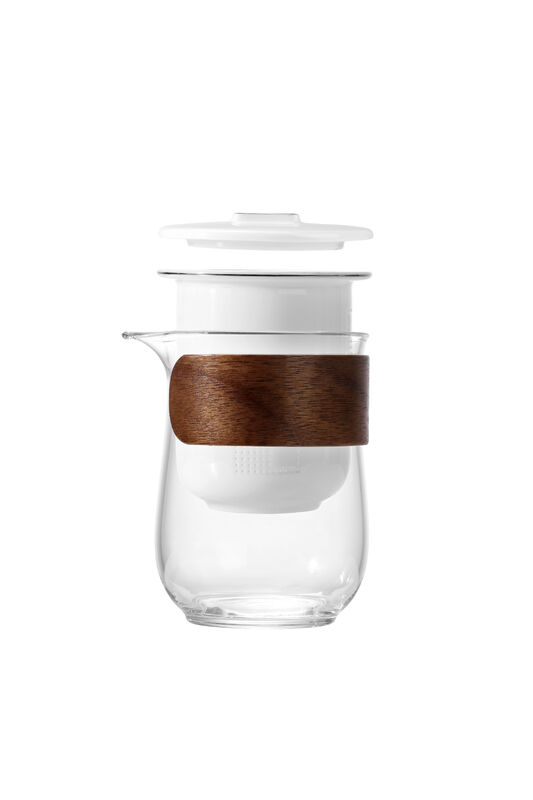 2024 Portable Wood Handle Tea Pot Set Modern Portable Teapot Cup Set Porcelain Infuser Teapot Set With Case for Travel