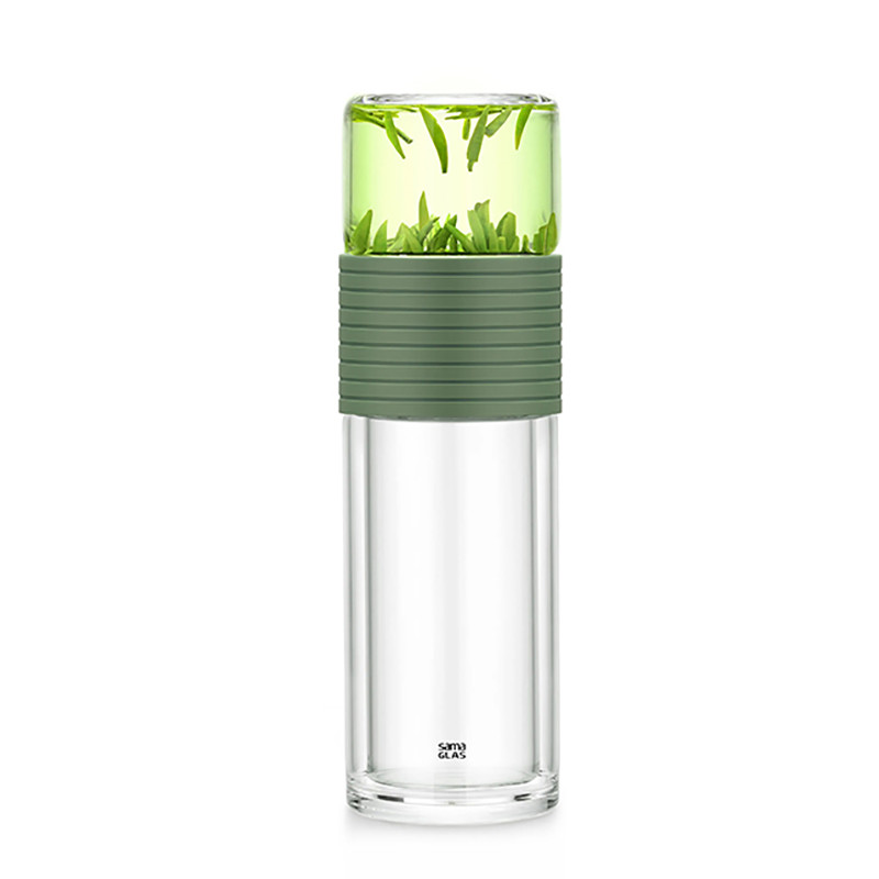 Tube Tea Diffuser High Borosilicate Tube Double Wall Glass Tea Infuser Cup Portable With ...